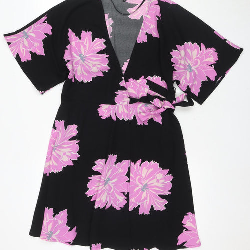 Vero Moda Women's Black Floral Wrap Dress M