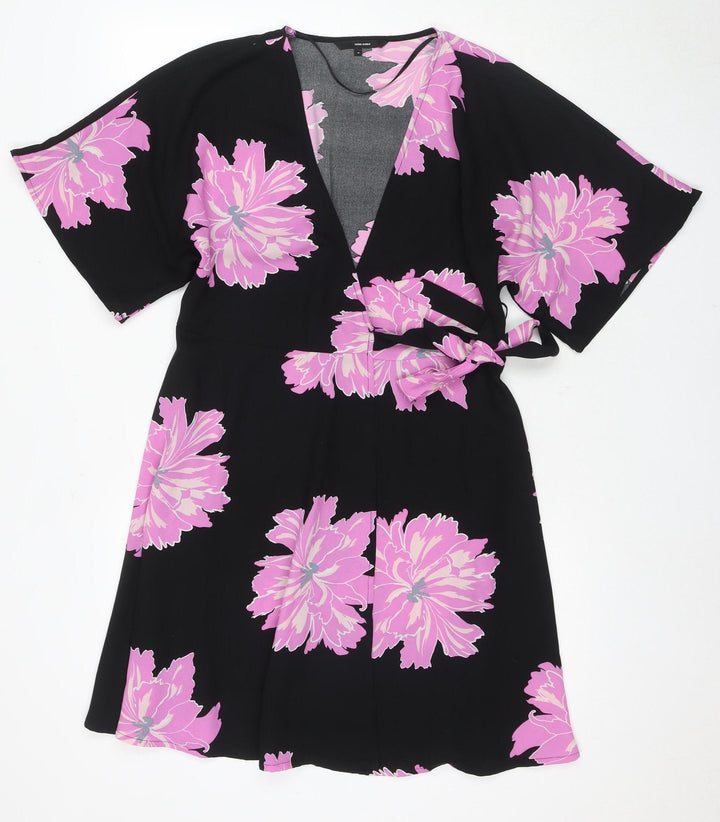 Vero Moda Women's Black Floral Wrap Dress M