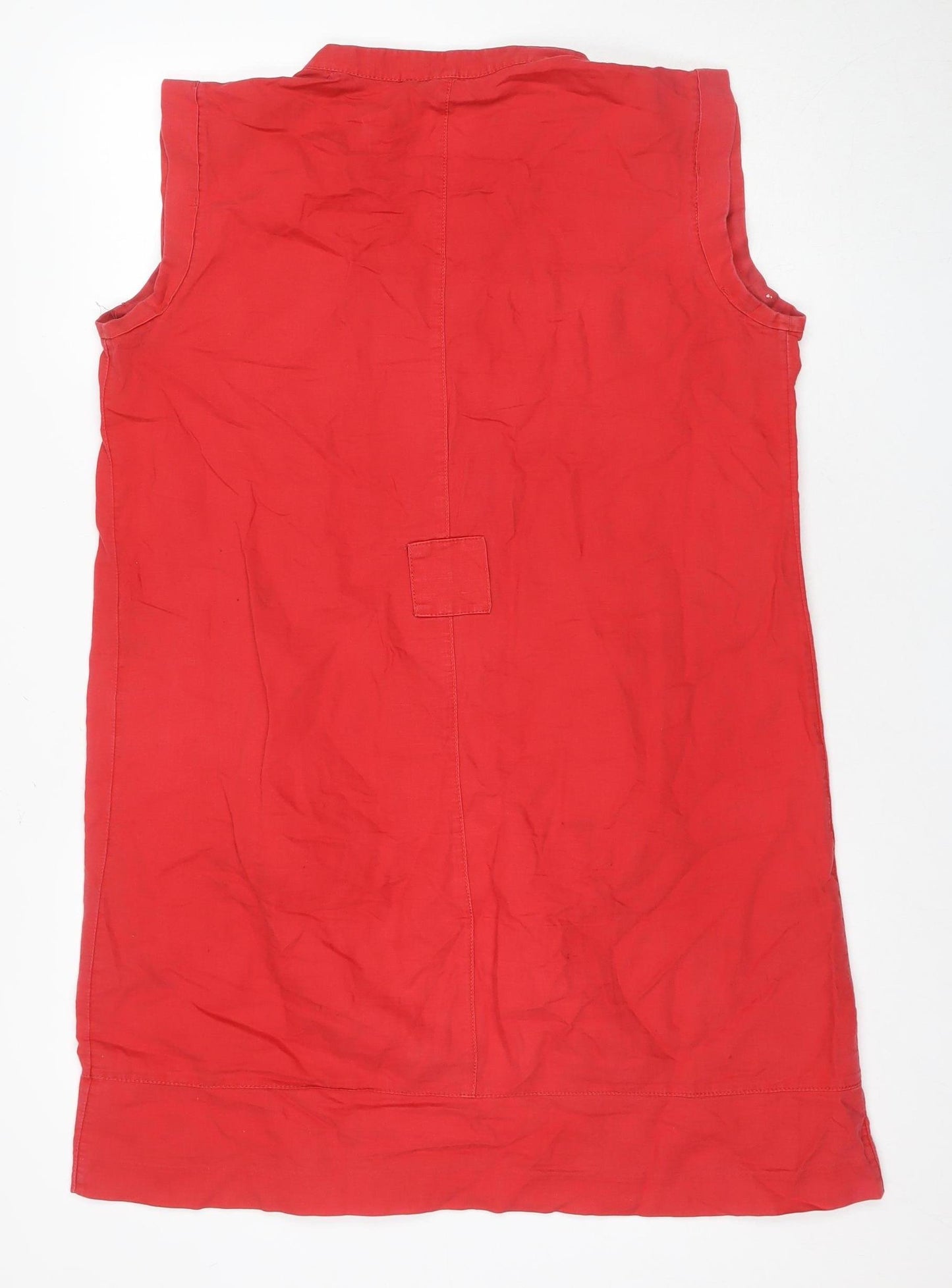 Next Women's Red Sleeveless Linen Casual Dress Size 14