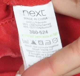 Next Women's Red Sleeveless Linen Casual Dress Size 14