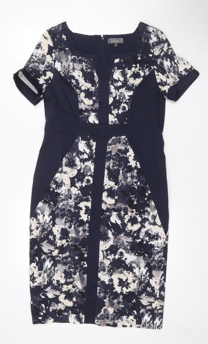 Marks and Spencer Women's Blue Floral Pencil Dress Size 14