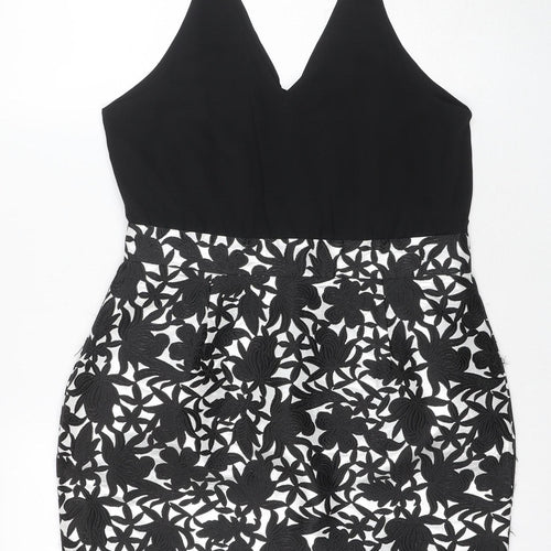 AX Women's Black Floral Slip Dress UK Size 12