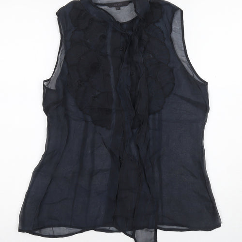 Coast Women's High Neck Black Sheer Blouse Size 14