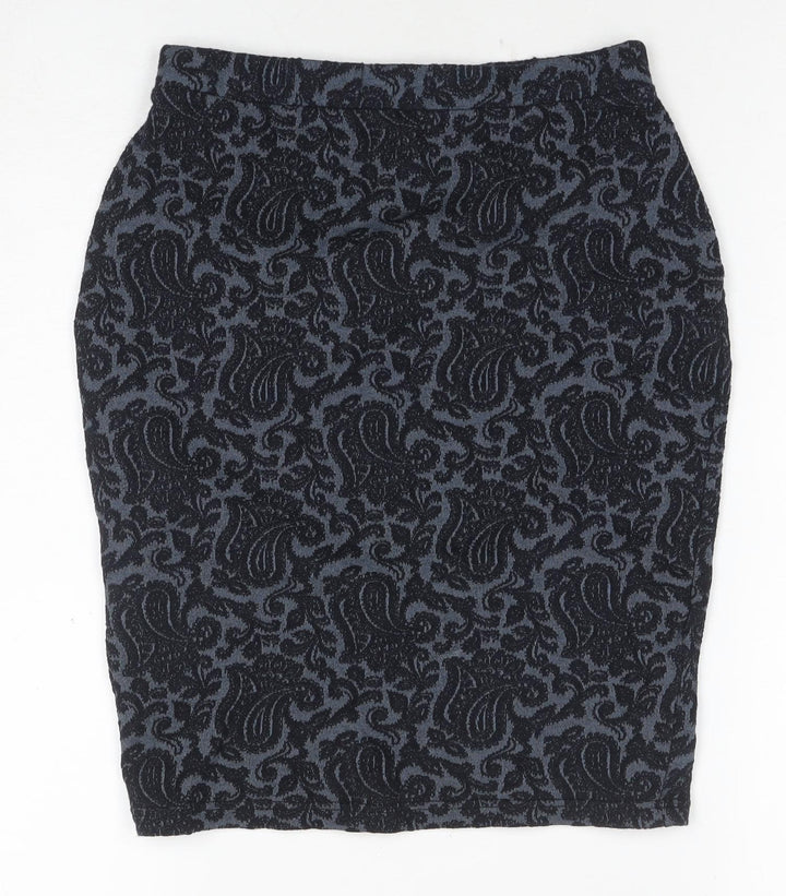 Warehouse Women's Black Paisley Pencil Skirt Size 8