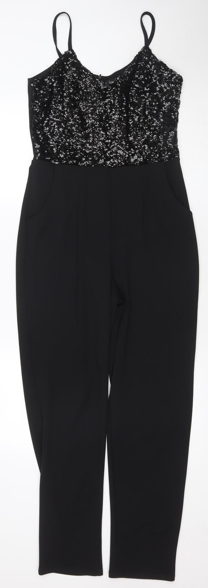 Scarlett B Women's Black Sequin Party Jumpsuit, Size 10