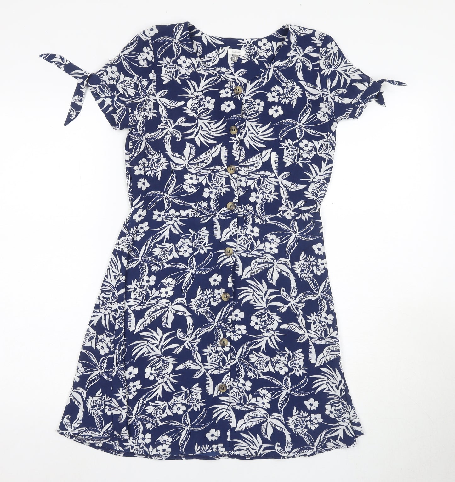 John Lewis Girls Floral Blue Short Sleeve Dress - 12 Years