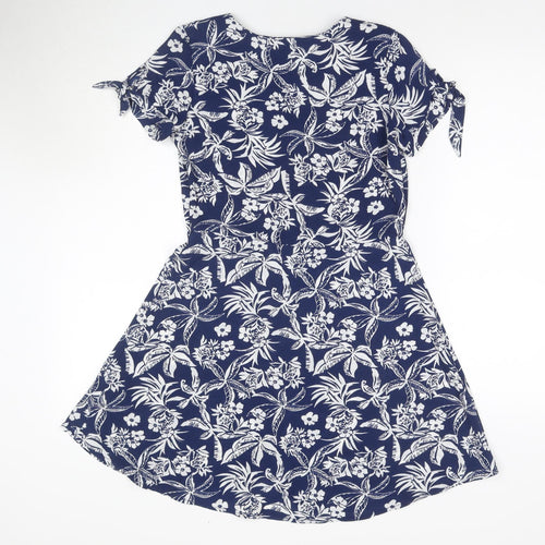 John Lewis Girls Floral Blue Short Sleeve Dress - 12 Years