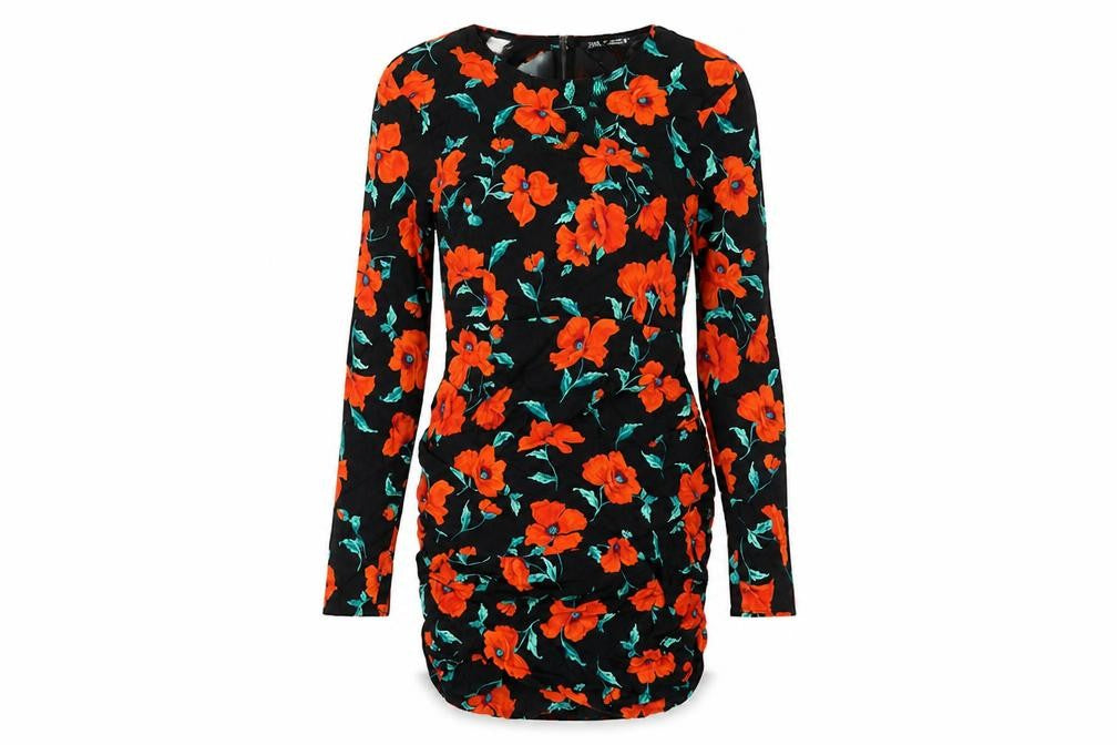 Front view of Zara Women's Floral Bodycon Dress L