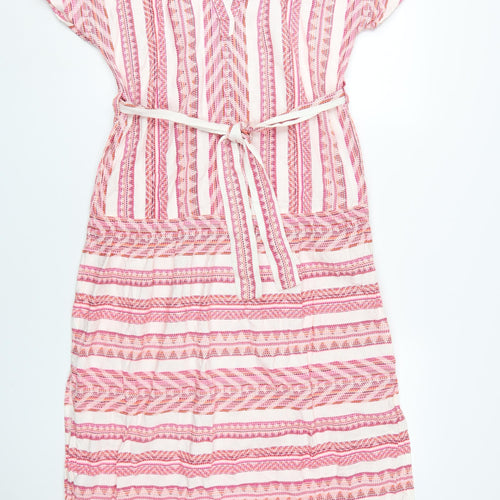 Next Women's Pink Striped Kaftan Dress Size S