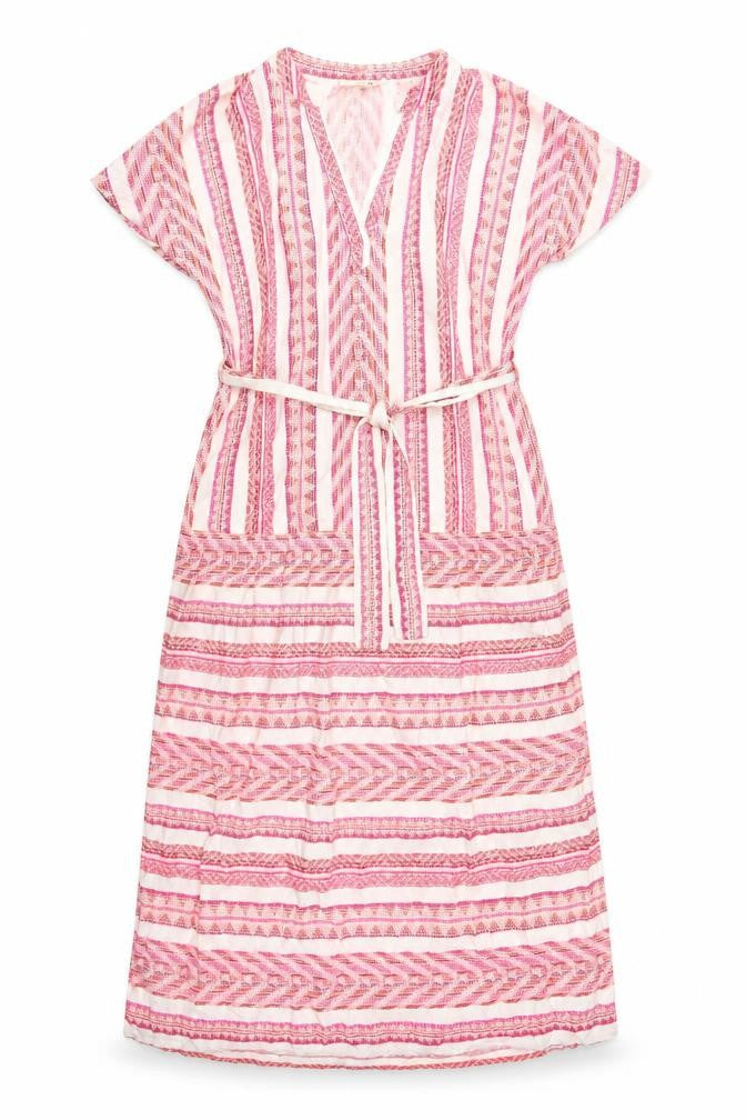 Front view of Next Women's Pink Striped Kaftan Dress, size S