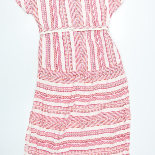 Next Women's Pink Striped Kaftan Dress Size S