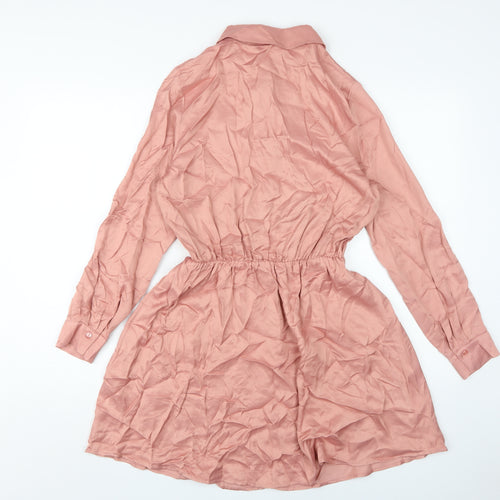 Zara Pink Women’s Shirt Dress, Size 8, Spring Casual