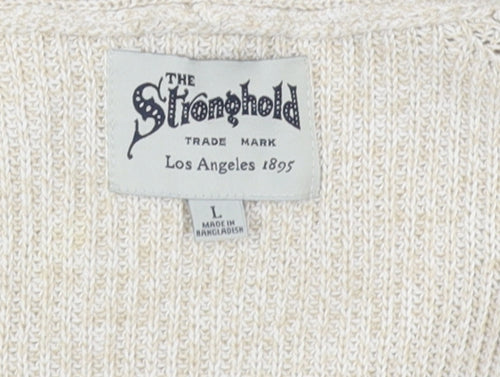 The Stronghold Men's Beige L Cotton Cardigan