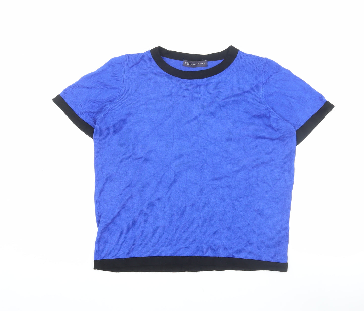 Marks and Spencer Women's Blue Ringer T-Shirt Size 12