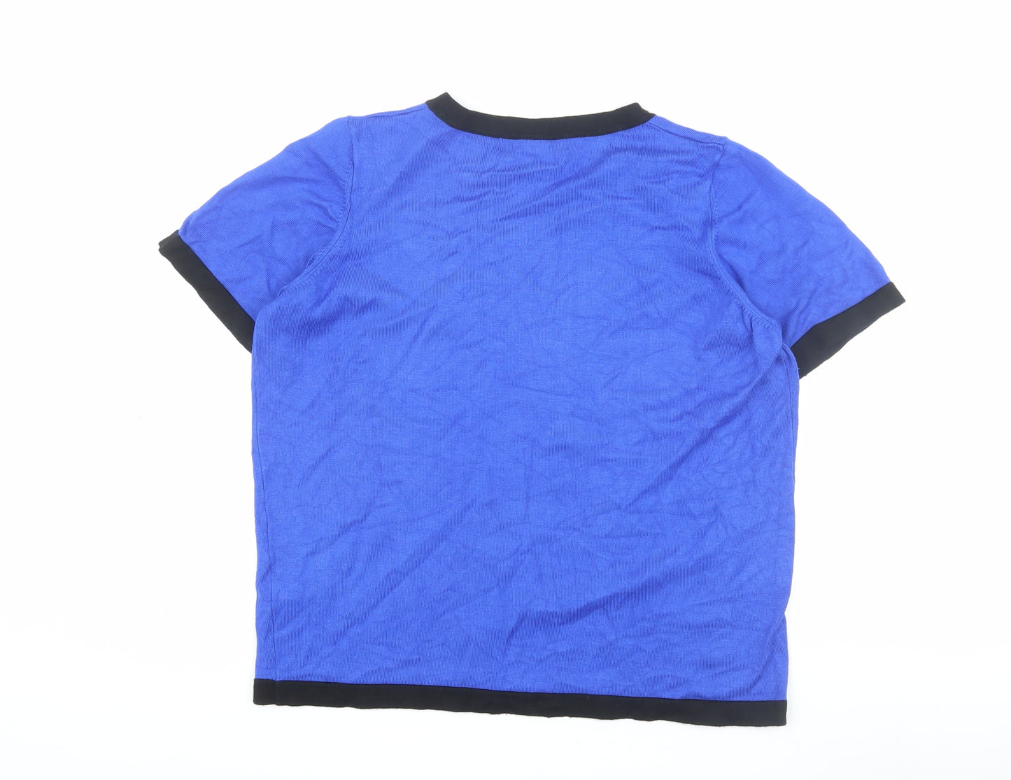 Marks and Spencer Women's Blue Ringer T-Shirt Size 12