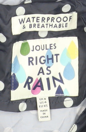 Joules Women's Blue Polka Dot Rain Coat Size 8