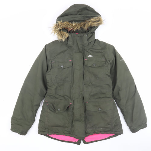 Trespass Girls Green Parka Coat 11 Years Waterproof Winter