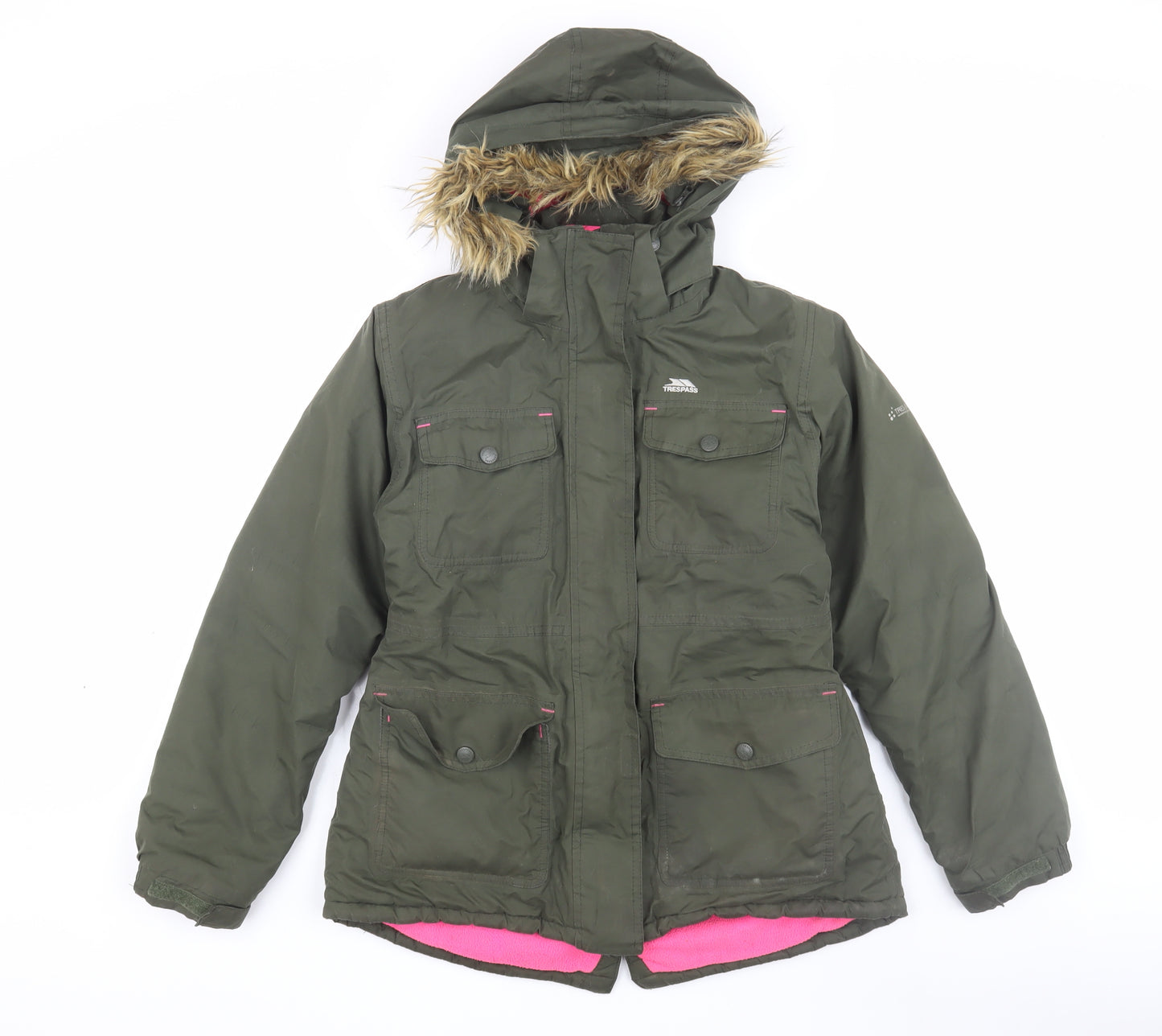 Trespass Girls Green Parka Coat 11 Years Waterproof Winter