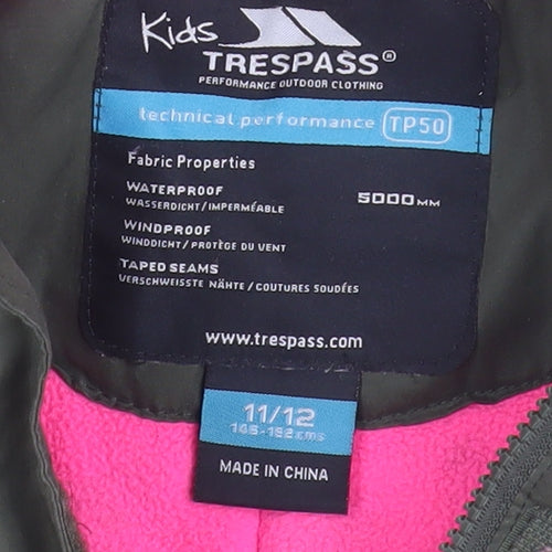 Trespass Girls Green Parka Coat 11 Years Waterproof Winter