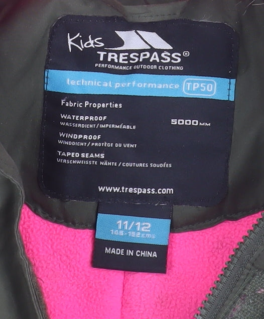 Trespass Girls Green Parka Coat 11 Years Waterproof Winter