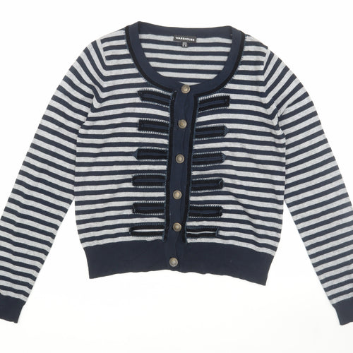 Warehouse Women's Multicoloured Striped Cardigan Size 14