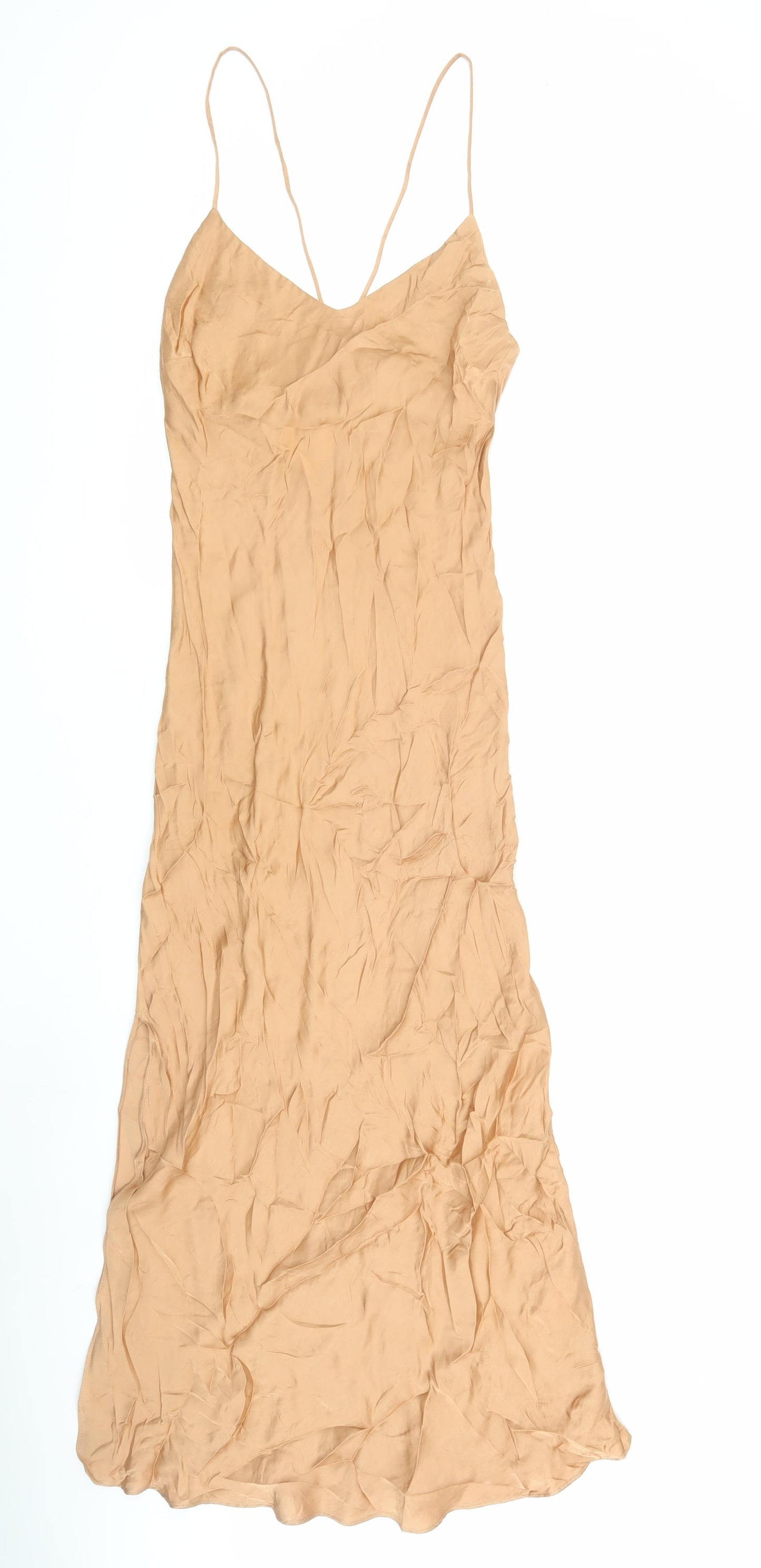 Zara Home Beige Women's Slip Dress, Size S, V-Neck