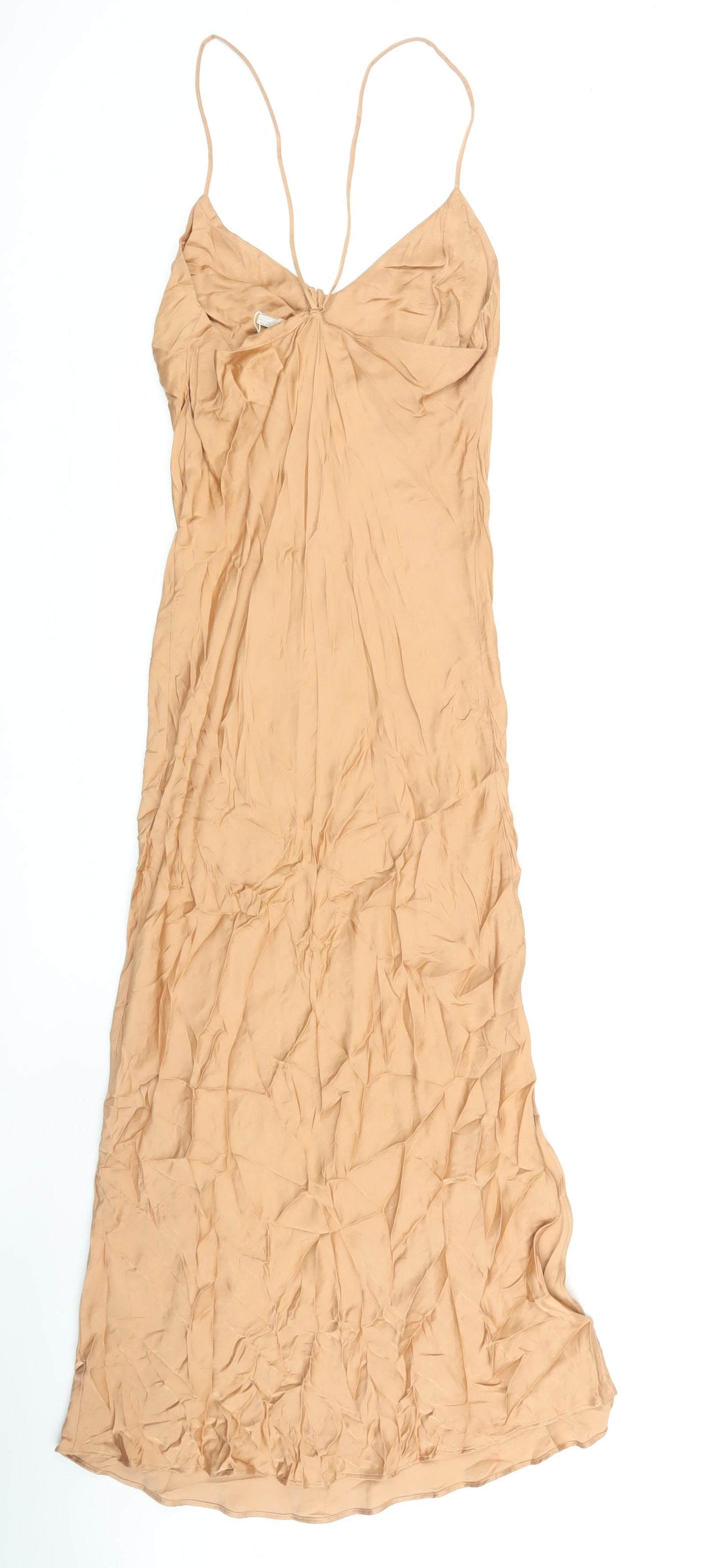 Zara Home Beige Women's Slip Dress, Size S, V-Neck