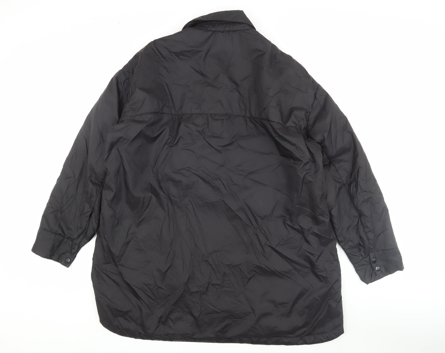 Zara Men's Black Puffer Jacket M Snap Closure Casual