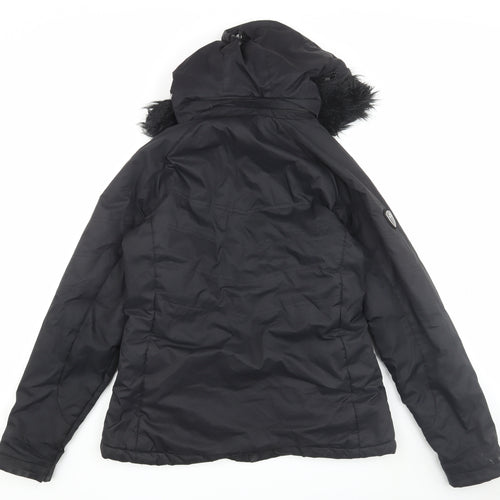 Trespass Women's Black Puffer Jacket L Hooded Warm Waterproof