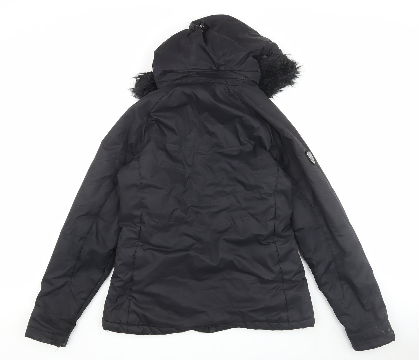 Trespass Women's Black Puffer Jacket L Hooded Warm Waterproof