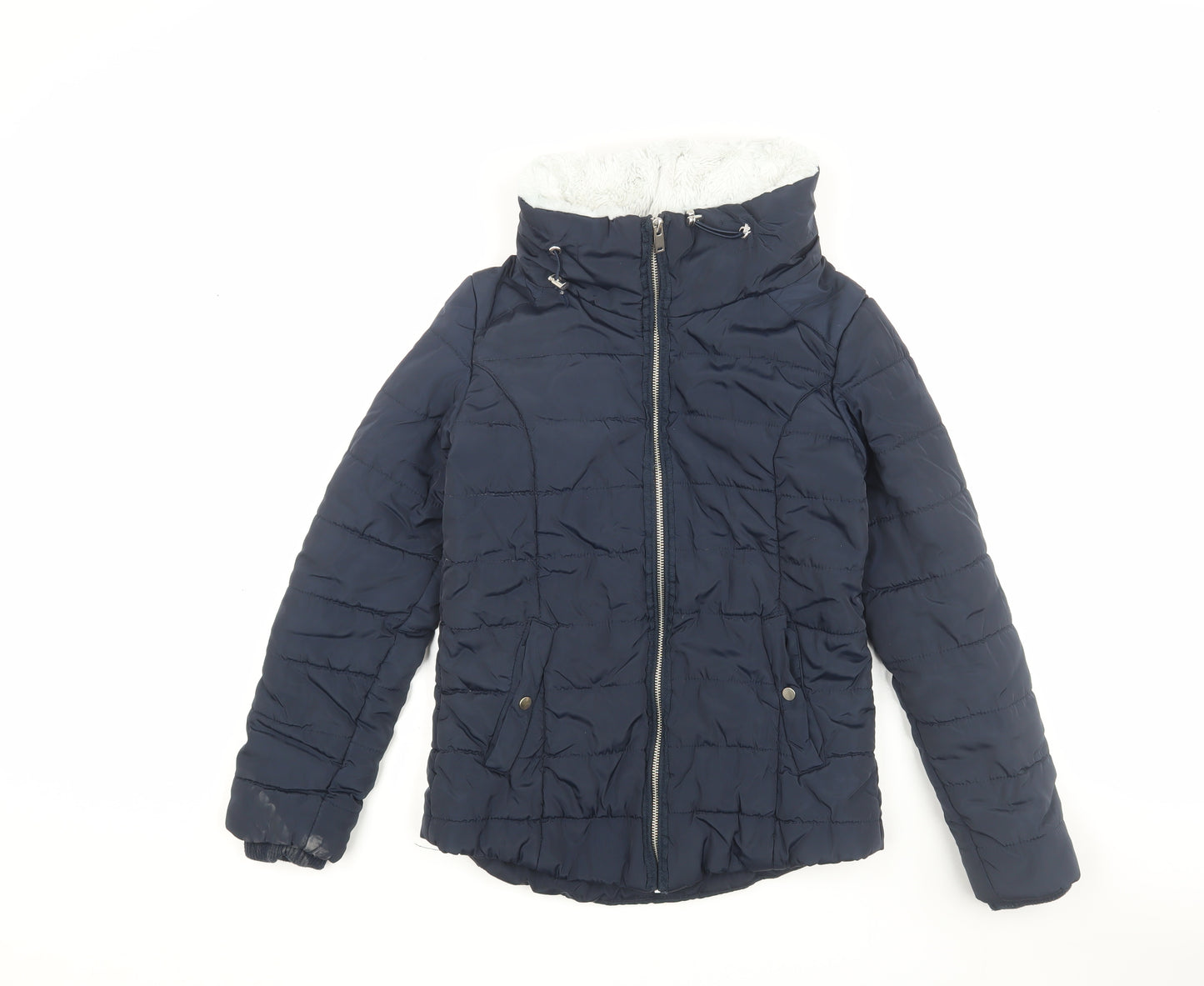 Dorothy Perkins Women's Blue Puffer Jacket Size 8 Winter Hooded