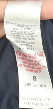 Dorothy Perkins Women's Blue Puffer Jacket Size 8 Winter Hooded