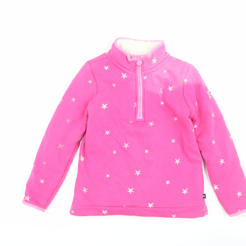 Joules Girls Pink Star Sweatshirt, 146, Full Zip, Lined, Hooded