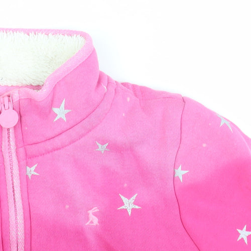Joules Girls Pink Star Sweatshirt, 146, Full Zip, Lined, Hooded