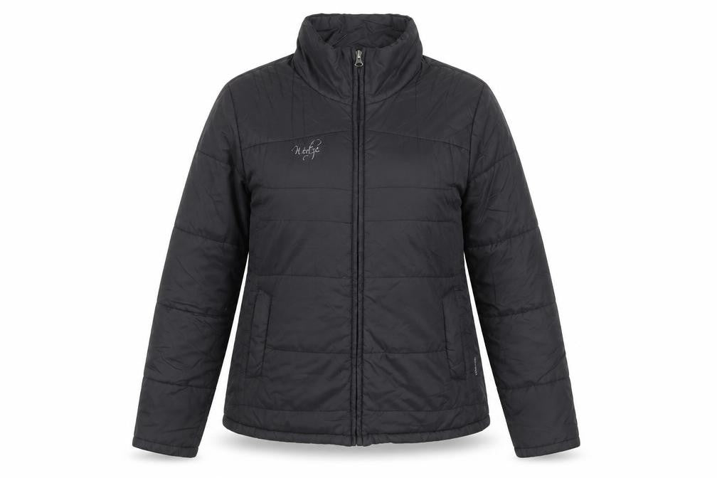 Front view of Decathlon Women's Black Puffer Jacket, size 14