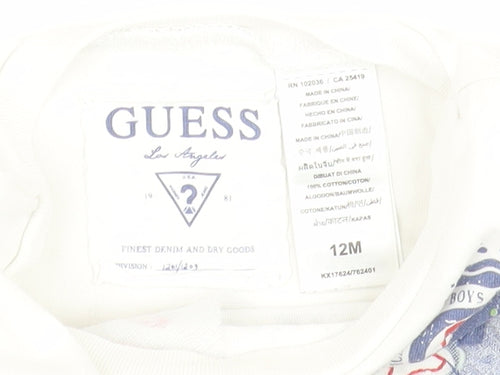 Guess Boys' White T-Shirt, 12 Months, Cars Graphic
