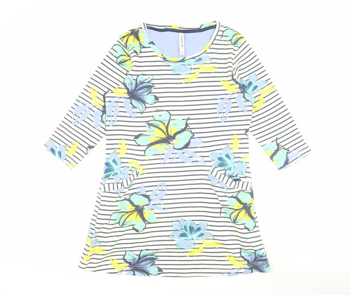 Weird Fish Women's Multicoloured Floral Shift Dress Size 10