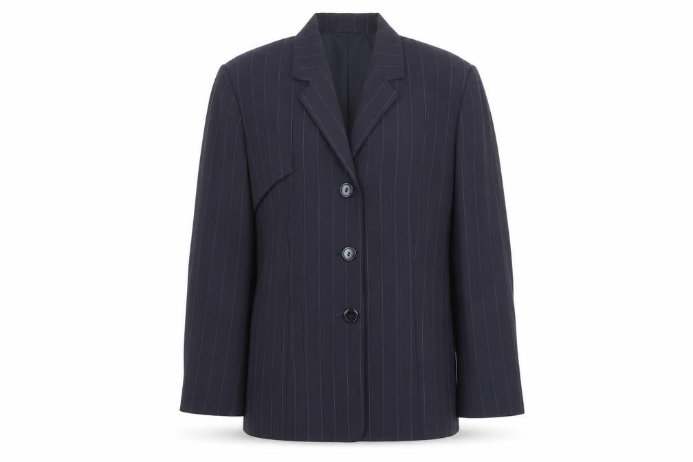 Front view of Viyella Women's Black Pinstripe Suit Jacket, size 14