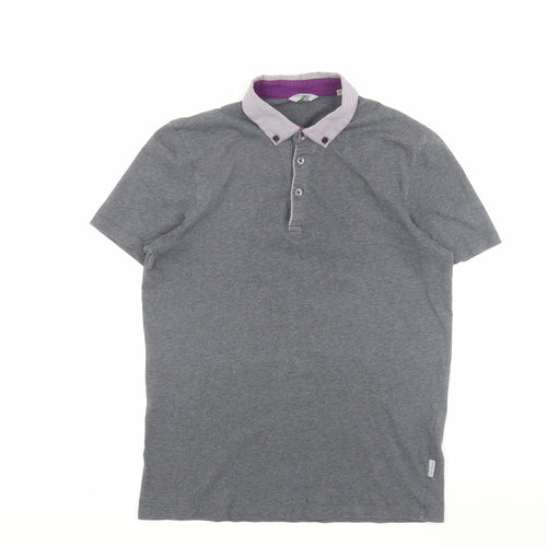Ted Baker Men's Grey Polo Shirt Medium Short Sleeve