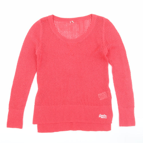 Superdry Women's Pink Open-Knit Pullover XS