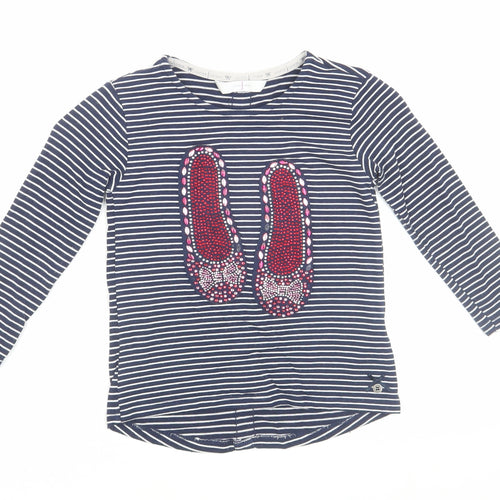 Jasper Conran Girls Blue Striped Long Sleeve T-Shirt 4-5 Yrs