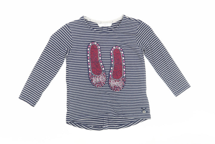 Jasper Conran Girls Blue Striped Long Sleeve T-Shirt 4-5 Yrs