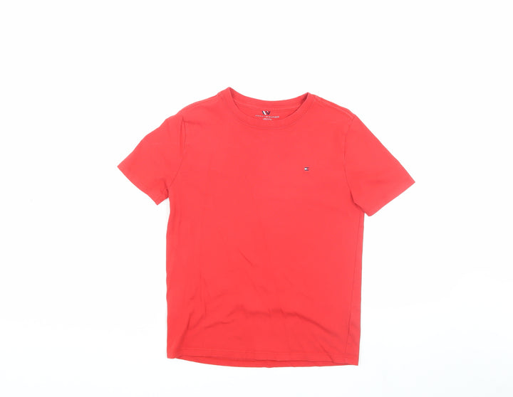 Tommy Hilfiger Boys Red T-Shirt M Short Sleeve Basic Logo