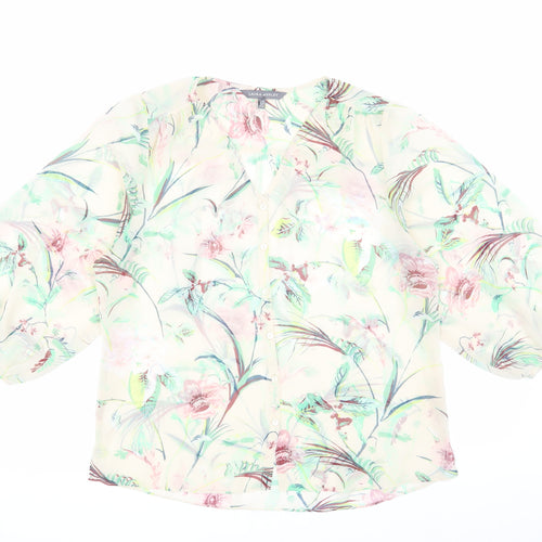 Laura Ashley Women's Floral Blouse Size 10 V-Neck