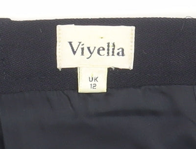 Viyella Black Midi Pencil Skirt - Size 12