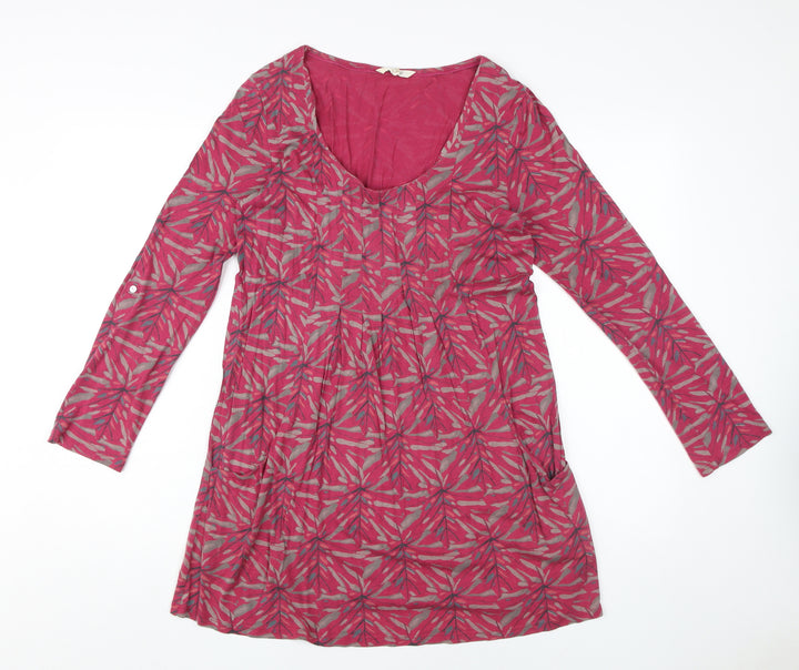 White Stuff Women's Pink Geometric Shift Dress Size 10