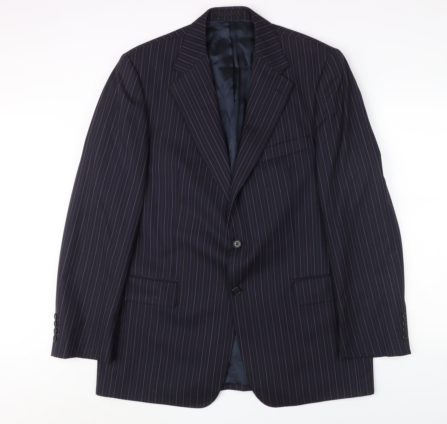 Magee Men's Blue Striped Suit Jacket, 44L, Regular Fit