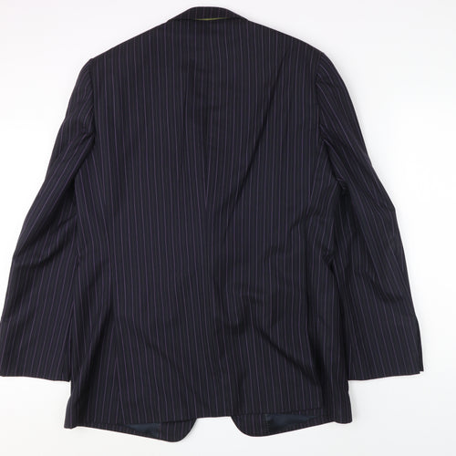 Magee Men's Blue Striped Suit Jacket, 44L, Regular Fit