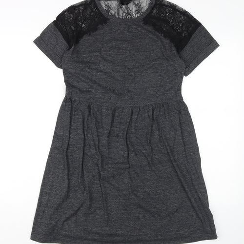 Topshop Women's Grey Fit & Flare Dress UK 10
