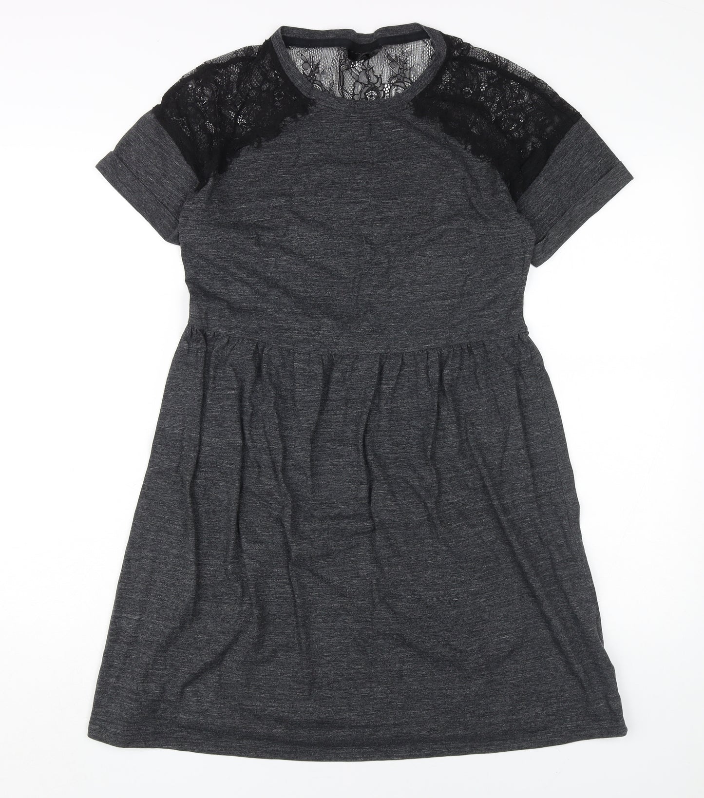 Topshop Women's Grey Fit & Flare Dress UK 10
